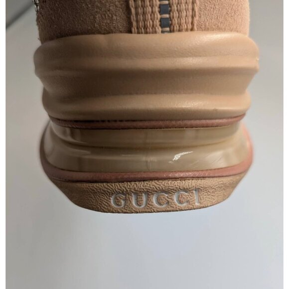 Gucci Tela Retino Mesh Crystal Suede GG Monogram Run Sneakers Light Powder Skin - Picture 8 of 14